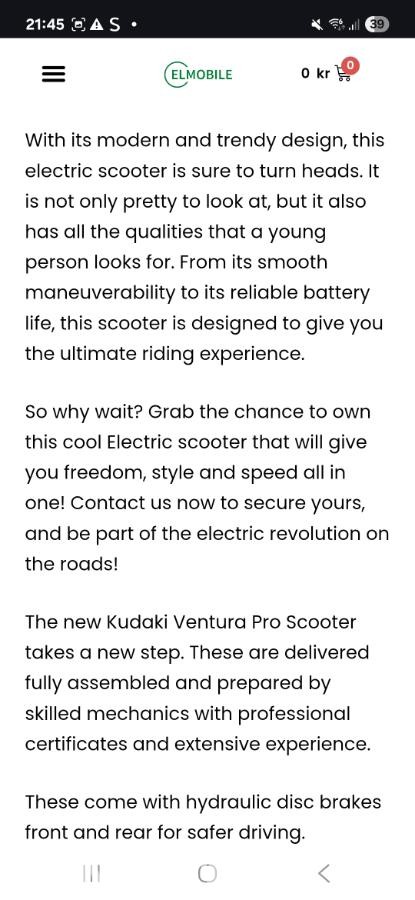 2024 Kudaki Venture Pro elektrisk pedalscooter/elsykkel